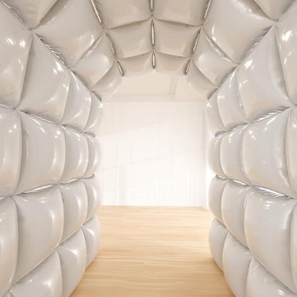 36pcs Pearl White Square Foil Balloons Backdrop Kit - 9.5ft White Elegant Balloon Wall/Tunnel for Birthday, Wedding, Baby Shower, 2026 Graduation Photo Booth (Straws & Ribbon Included)