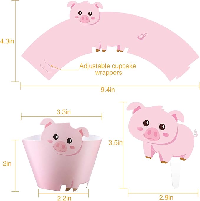 Blulu 60 Pieces Farm Animal Cupcake Toppers and Wrappers for Farm Theme Party Cupcake Wrappers Toppers Animal Birthday Barnyard Party Decoration Baby Shower Supplies