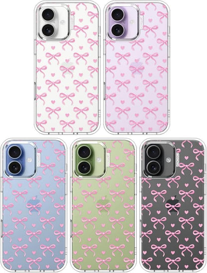 MOSNOVO for iPhone 17 Case | Military Grade 6.6ft Drop Tested | Camera Control | Clear with Bowtiful Love Design