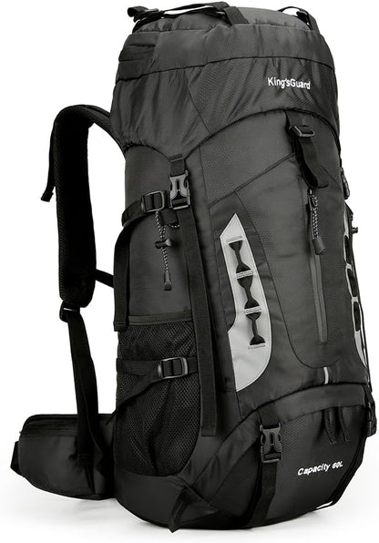 King'sGuard 60L Hiking Backpack for Men and Women Lightweight Camping Hiking Backpack with Rain Cover Large Waterproof Travel Backpack Backpacking Pack (Black)