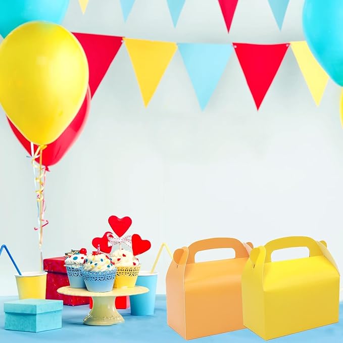 30-Pack Orange Party Favor Treat Boxes, Goodie Boxes, Candy Box, Gable Paper Gift Boxes with Handles. Perfect for Orange Citrus Themed Brunch Party Decoration Supplies