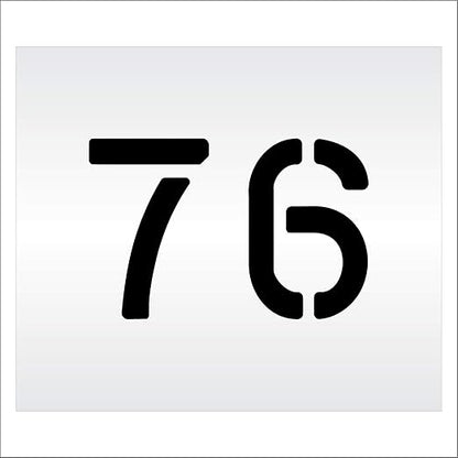 Pavement, Curb, and WheelStop Stencils - 6 inch Double Number Stencil - (76) - 6" x 9" x 1/8" (128 mil) - Pro-Grade