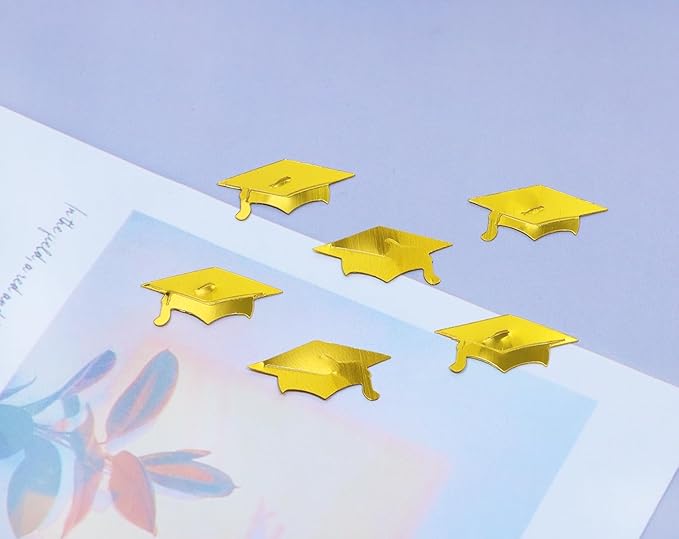 ONLYKXY 15gram Glitter Table Confetti Decor Scatter Bless Confetti Grad Party Decor for Congrats College Graduation Birthday Wedding Party Chocolate Favor Envelope Decal (Gold Graduation Cap)