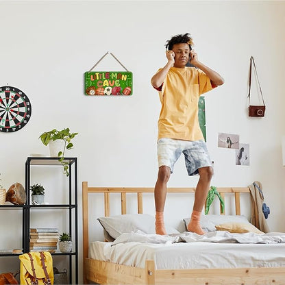 Little Man Cave Sign for Boys Wooden Door Sign Sports Decor for Boys Bedroom Wall Decor Nursery Baby Room Decor Rustic Wooden Hanging Sign Wall Hanging Toddler Boy Room Decor Playoom Decor for Boys