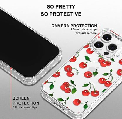 MOSNOVO Case for iPhone 14 Pro, [Buffertech 6.6ft Military-Grade Drop Protection] [Anti Peel Off Tech] Clear TPU Bumper Phone Case Cover Design - Cute Cherry