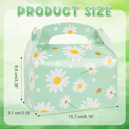 DjinnGlory 36 Pack Cute Daisy Party Favor Treat Boxes, Small Flowers Gable Boxes for Kids Parties Giveaways and Small Busniess 6.18x3.58x3.39 Inches