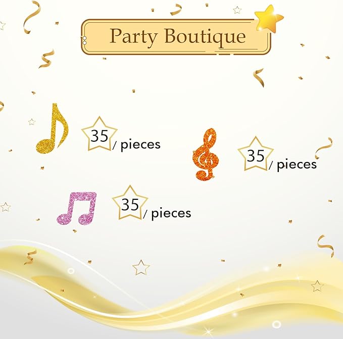 100pcs Music Note Confetti, Gold&Pink Glitter Musical Table Confetti for Baby Shower, Music Theme Birthday Paper Scatters, Anniversary/Wedding Party Table Decoration