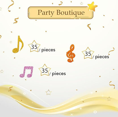 100pcs Music Note Confetti, Gold&Pink Glitter Musical Table Confetti for Baby Shower, Music Theme Birthday Paper Scatters, Anniversary/Wedding Party Table Decoration