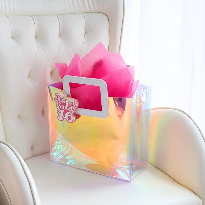 11'' Medium Sweet 16 Birthday Gift Bag with Tissue Paper and Gift Tag for Girls 16th Birthday