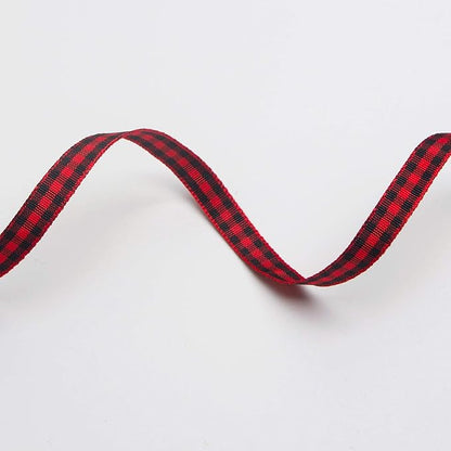Ribbli Red and Black Gingham Ribbon,100% Polyester Woven Edge,1/4 Inch x 10 Yard,Plaid Ribbon,Use for Gift Wrapping,Party Decoration
