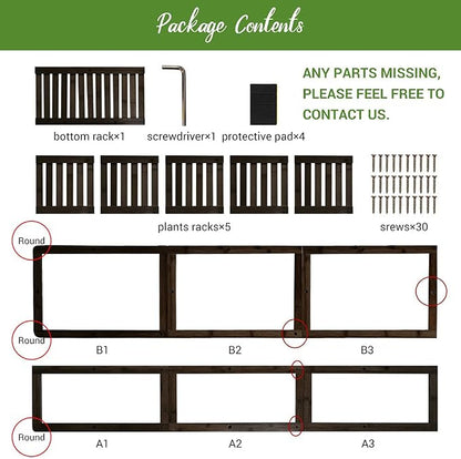 Tall Plant Stand, Bamboo Plant Stand Indoor & Outdoor 6 Tier 7 Potted Plant Shelf Rack for Multiple Plants & Flower Pot, Corner Planter Stand Holder Display for Living Room Office Balcony Garden