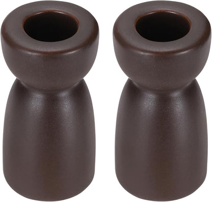 uxcell 2 Pack Candlestick Holder Black Brown Ceramic Taper Candle Holder Candle Stand Holders Modern Style Decoration for Centerpiece Tabletops Anniversary