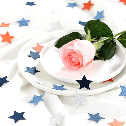 Blue-Silver Orange Space Party-Decorations Star-Confetti, 300pcs Graduation 2025 Glitter Paper Table Confetti Birthday Boy Baby Shower Decorations Lasting Surprise