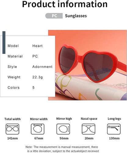 20 Pairs Heart Sunglasses for Women Men Heart Effect Diffraction Glasses Oversized Cute Eyewear Rave Party Bulk