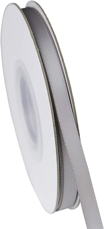 ITIsparkle 1/4" Inch Double Faced Satin Ribbon 50 Yards-Roll Set for Gift Wrapping Scrap Books Party Favor Hair Braids Baby Shower Decoration Floral Arrangement Craft Supplies, Silver Ribbon