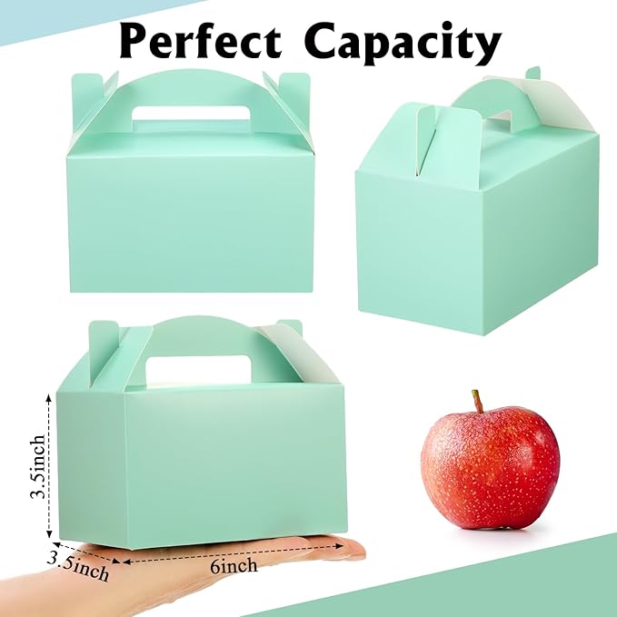 Skyygemm 24 Pcs Graduation Party Favor Gable Boxes Colorful Paper Treat Goodie Candy Cake Gift Box for Summer Birthday Wedding Party Decorations, 6 x 3.5 x 3.5 Inch(Mermaid)