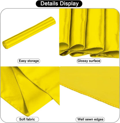 12 Pack Satin Table Runner 12 x 108 Inch Long Satin Table Runners for Wedding Banquet Graduations Birthday Party Decoration (Yellow)