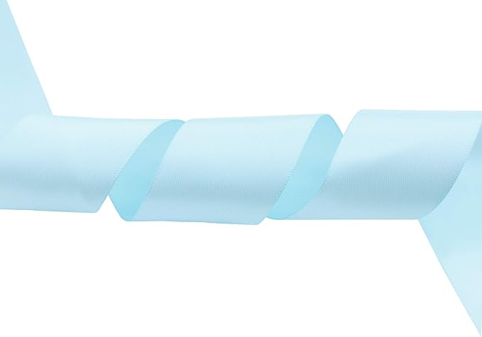 ITIsparkle 11/2" Inch Double Faced Satin Ribbon 25 Yards-Roll Set for Gift Wrapping Party Favor Hair Braids Hair Bow Baby Shower Decoration Floral Arrangement Craft Supplies, Light Blue Ribbon