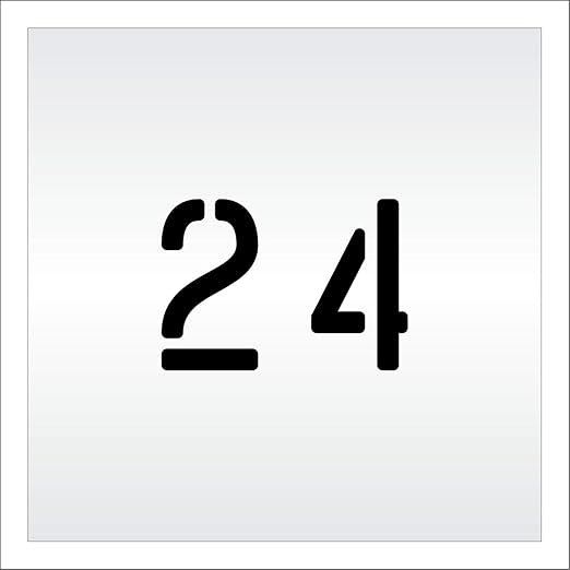 Pavement, Curb, and WheelStop Stencils - 4 inch Double Number Stencil - (24) - 4" x 5.5" x 1/16" (63 mil) - Light-Duty