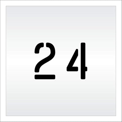 Pavement, Curb, and WheelStop Stencils - 4 inch Double Number Stencil - (24) - 4" x 5.5" x 1/16" (63 mil) - Light-Duty