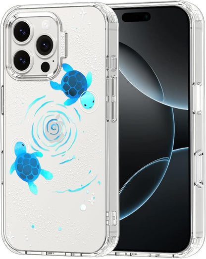 MOSNOVO Case for iPhone 16 Pro Max, [Buffertech 6.6ft Military-Grade Drop Protection] [Anti Peel Off Tech] Clear TPU Bumper Phone Case Cover Design - Space Turtle