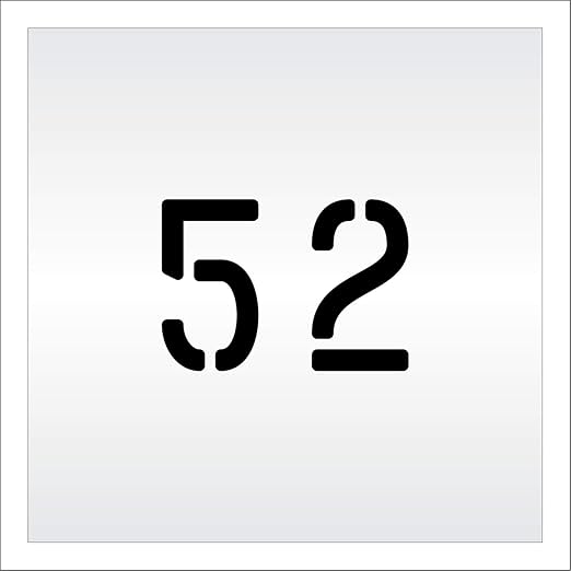 Pavement, Curb, and WheelStop Stencils - 4 inch Double Number Stencil - (52) - 4" x 5.5" x 1/8" (128 mil) - Pro-Grade