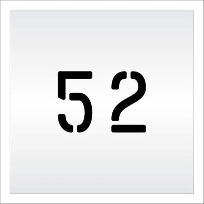 Pavement, Curb, and WheelStop Stencils - 4 inch Double Number Stencil - (52) - 4" x 5.5" x 1/8" (128 mil) - Pro-Grade