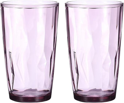 uxcell 17oz Acrylic Drinking Glasses, 2Pcs Plastic Reusable Tumblers Drinkware Unbreakable Water Glasses Cups Stackable & Dishwasher Safe for Home Outdoors Restaurant, Purple