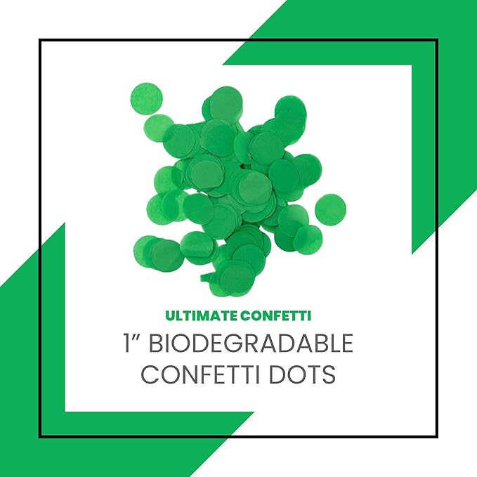 Ultimate Confetti, Dark Green Biodegradable Confetti Circles - Flame-Resistant and Slow-Falling Round Tissue Paper Confetti for Cannon and Launcher use – Best for Celebrations - 1 lb, 16 oz