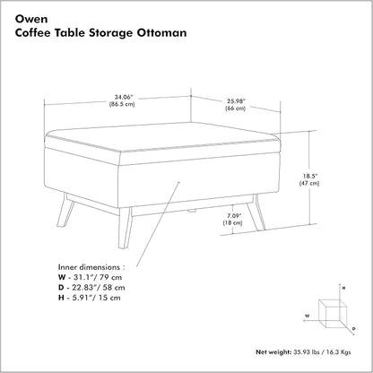 SIMPLIHOME Owen Coffee Table Storage Ottoman