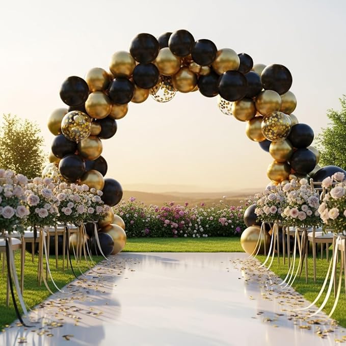 50 pcs Black and Metallic Gold Balloons 12 Inch Black and Gold Confetti Balloon Party Decorations for Birthday,Graduation,New Years,Wedding,Engagement Anniversary Party Decorations