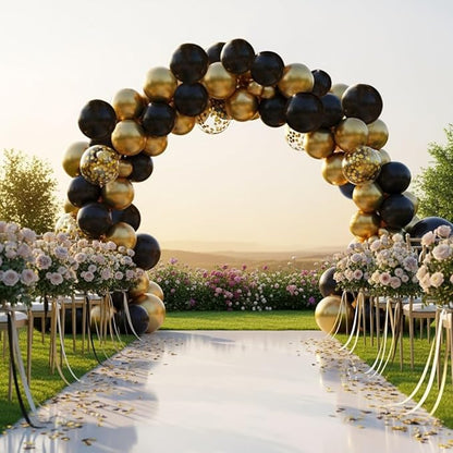 50 pcs Black and Metallic Gold Balloons 12 Inch Black and Gold Confetti Balloon Party Decorations for Birthday,Graduation,New Years,Wedding,Engagement Anniversary Party Decorations