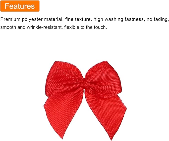 MECCANIXITY 50Pcs Mini Ribbon Bow 1" Mini Fabric Satin Ribbon Flower Bows for Craft DIY Sewing Wedding Birthday Party Red