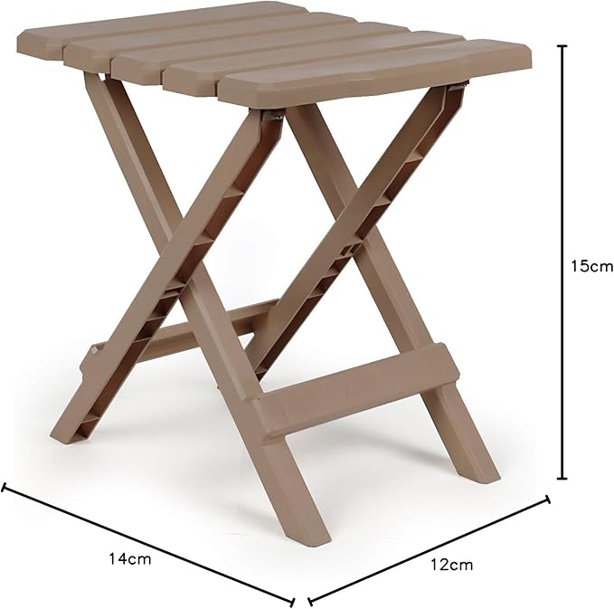 Camco 21045 Small Quick-Folding Adirondack Table, Plastic, Taupe