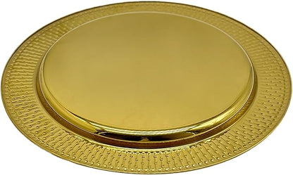 13-Inch Stainless Steel Beaded Charger Plates, Gold Dinner Plate Chargers Set of 6, Round Server Ware