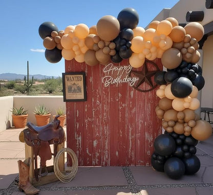 Black Brown Nude Balloon Garland Arch Kit 201Pcs Different Size Brown Balloon Garland for Rodeo Wild West Country Birthday Baby Shower Farm Fiesta Gender Reveal Party Western Theme Party Decor