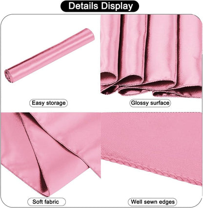 12 Pack Satin Table Runner 12 x 108 Inch Long Satin Table Runners for Wedding Banquet Graduations Birthday Party Decoration (Light Pink)