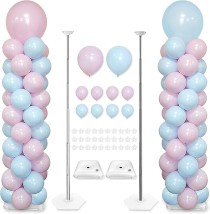 YALLOVE Balloon Column Stand, Set of 2 Balloon Stands (Include Balloons)