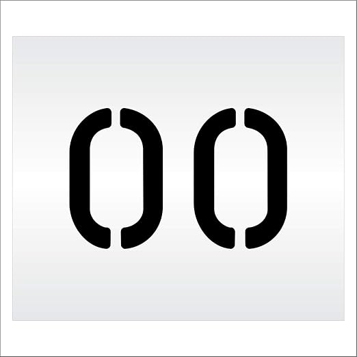 Pavement, Curb, and WheelStop Stencils - 6 inch Double Number Stencil - (00) - 6" x 9" x 1/16" (63 mil) - Light-Duty