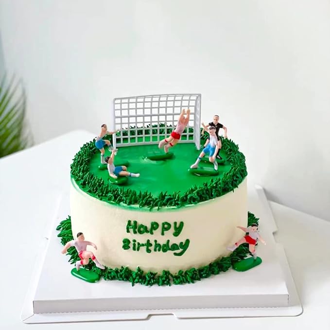 14pcs Soccer Cake Topper Soccer Cake Decorations Sports Ball Player Cake Decorations for Men Boy Football Sport Theme Birthday Party Suppplies