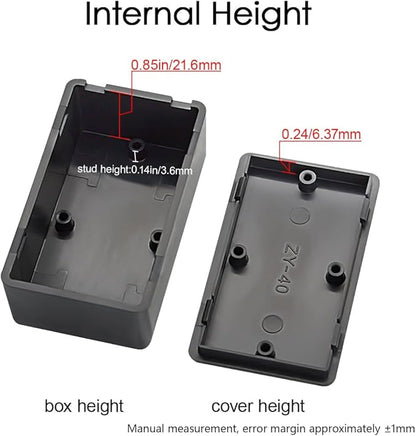 LeMotech 5Pcs ABS Plastic Electrical Project Case Power Junction Box, Project Box Black 2.4 x 1.4 x 1.0 inch (61 x 36 x 25 mm)