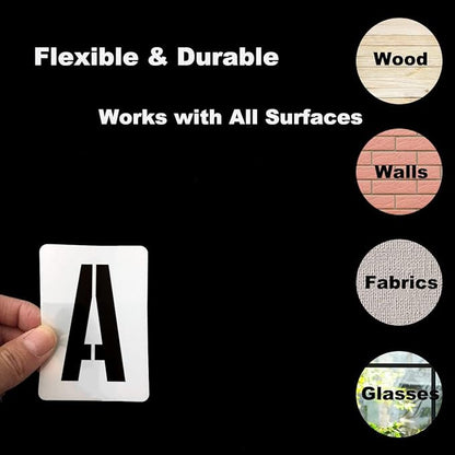 1 Inch Alphabet Letter Stencils for Painting - 42 Pack Letter and Number Stencil Templates with Signs for Painting on Wood, Reusable Numbers and Letters Stencils for Chalkboard Wood Signs & Wall Art