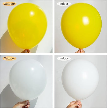 130pcs White and Yellow Balloons Garland Arch Kit, 18 12 10 5 Inch Different Sizes Pack Latex Balloon for Wedding Baby Shower Birthday Christmas Party Garland Decoration