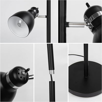 FIRVRE Modern Reading Floor Lamp, Industrial 3-Light Standing Lamp, Black Adjustable Rotation Heads, Modern Multi Head Reading Floor Lights, E26 Base
