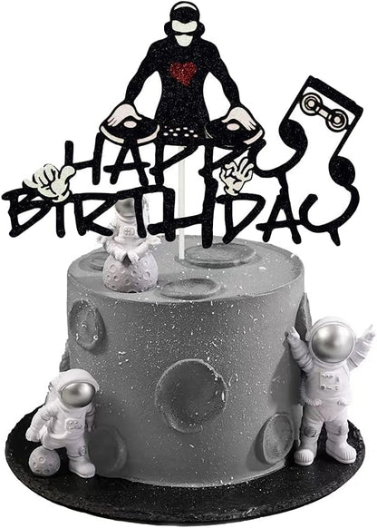 DJ Happy Birthday Cake Topper, Hip Hop Cake Topper, Disco Theme Party Supplies, Rock DJ Themed Birthday Party Supplies