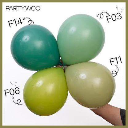 PartyWoo Sage Green Balloons 85pcs Different Sizes of 18 12 10 5 Inch Olive Boho Green Latex Balloon Arch Kit for Wedding Birthday Dinosaur Jungle Golf Football Theme Party Decorations Green-F11