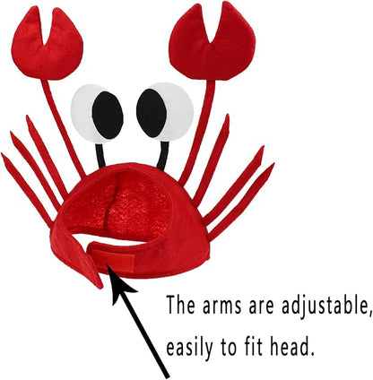 Crab Hat Set - Funny Party Roleplay Costume with 3D Hat, Rubber Claws, and Cloak for Unisex