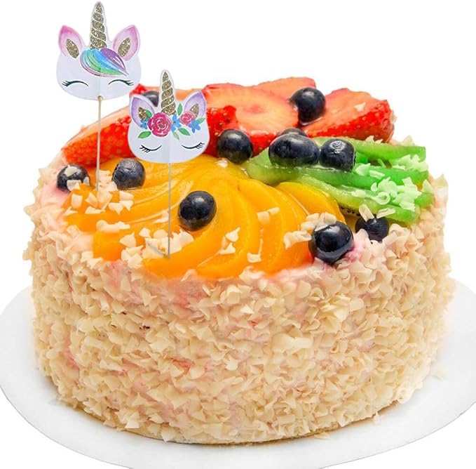 CCINEE 48pcs Rainbow Unicorn Cupcake Toppers Picks Double-Sided Paper Unicorn Cake Toppers for Birthday Party Dessert Decoration
