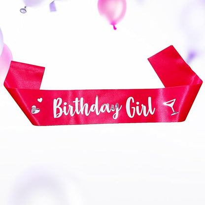 Birthday Girl Sash for Women Foil Letter for Women 21st 30th 40th 50th 60th Gifts Red and Silver Birthday Party Decorations and Supplies