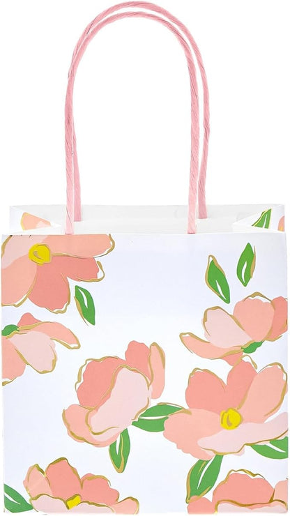 Sparkle and Bash Party Favor Bags with Handles - 12-Pack, 5 x 5 x 3 In, Pink Floral & Animal Assortment - Mini Gift Bags for Jewelry, Candies & Small Favors